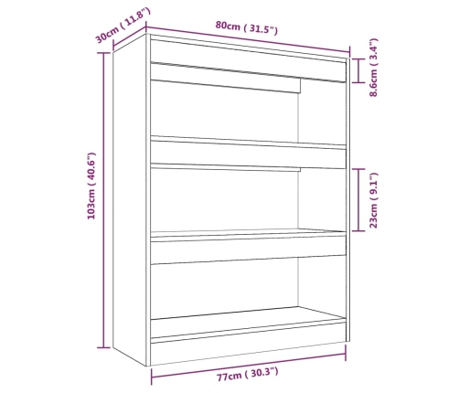 Estantería/divisor madera contrachapada negro 80x30x103 cm