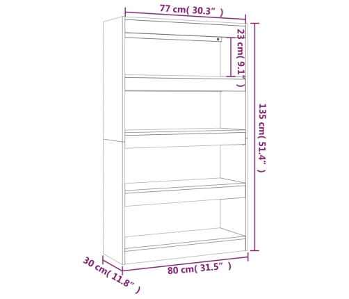 vidaXL Estantería/divisor madera de ingeniería negro 80x30x135 cm