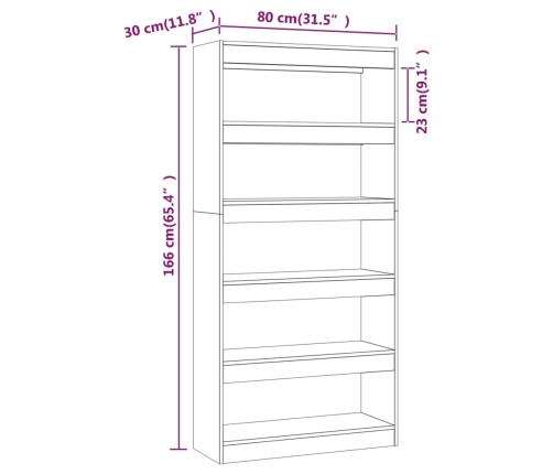 vidaXL Estantería/divisor madera de ingeniería negro 80x30x166 cm