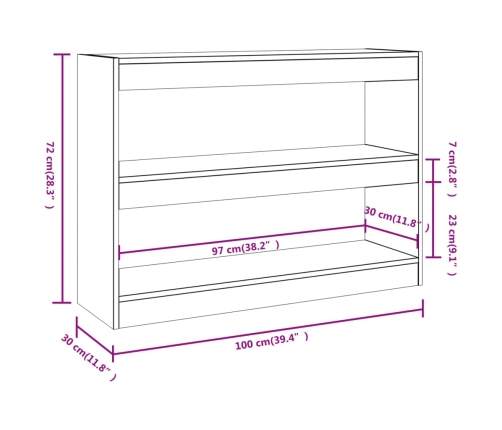 vidaXL Estantería/divisor de espacios color roble Sonoma 100x30x72 cm