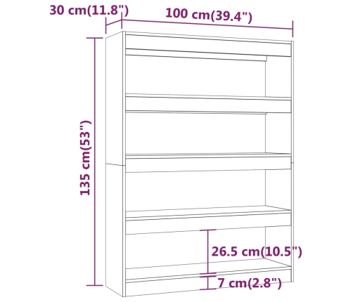 vidaXL Estantería/divisor de espacios blanco brillante 100x30x135 cm