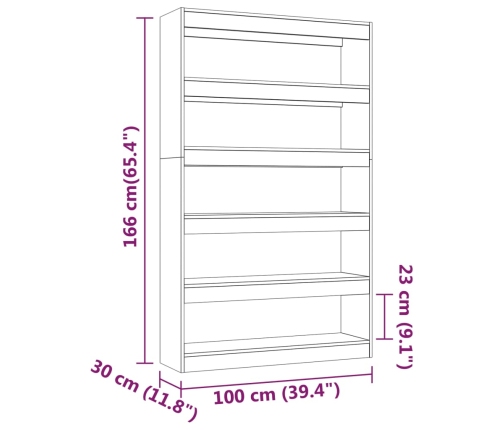 Estantería de libros/divisor de espacios blanco 100x30x166 cm