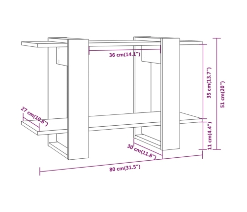 vidaXL Estantería/divisor de espacios roble marrón 80x30x51 cm