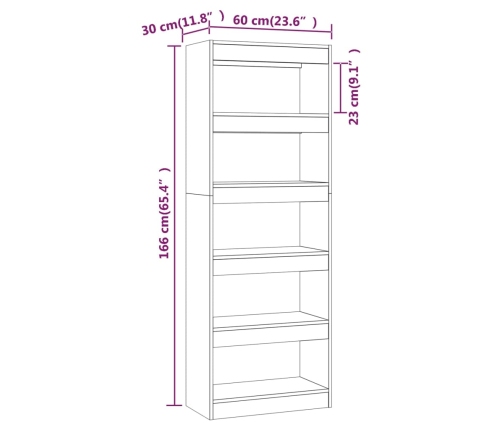 Estantería/divisor madera ingeniería gris Sonoma 60x30x166 cm