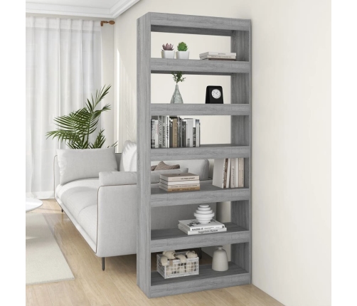 vidaXL Estantería/divisor madera ingeniería gris Sonoma 80x30x198 cm