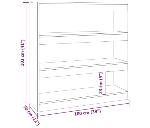 Estantería/divisor de espacios roble ahumado 100x30x103 cm