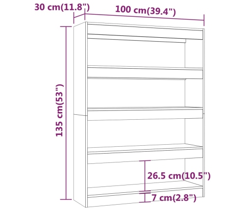 Estantería/divisor de espacios roble marrón 100x30x135 cm