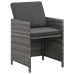 Set comedor de jardín 5 piezas con cojines ratán sintético gris