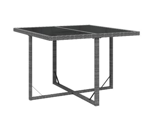 Set comedor de jardín 5 piezas con cojines ratán sintético gris
