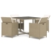 Set comedor de jardín 5 pzas con cojines ratán sintético beige