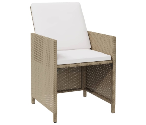 Set comedor de jardín 5 pzas con cojines ratán sintético beige