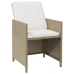 Set comedor de jardín 5 pzas con cojines ratán sintético beige