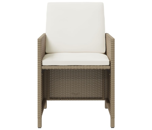 Set comedor de jardín 9 pzas con cojines ratán sintético beige