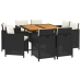 Set de comedor de jardín 9 pzas y cojines ratán sintético negro