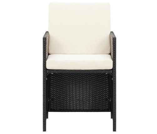 Set de comedor de jardín 9 pzas y cojines ratán sintético negro