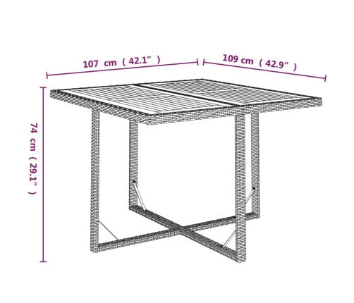 Set de comedor de jardín 9 pzas y cojines ratán sintético negro