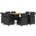 Set de comedor de jardín 9 pzas y cojines ratán sintético negro