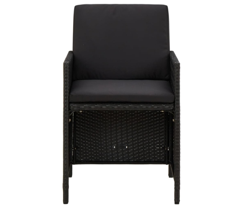 Set de comedor de jardín 9 pzas y cojines ratán sintético negro