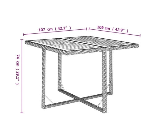 Set de comedor de jardín 9 pzas y cojines ratán sintético negro