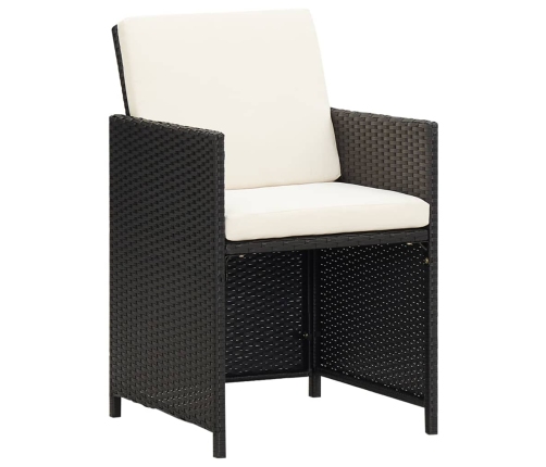 Set de comedor de jardín 9 pzas y cojines ratán sintético negro