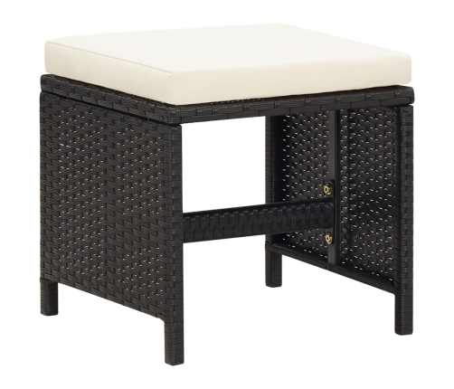 Set de comedor de jardín 9 pzas y cojines ratán sintético negro