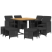 Set de comedor de jardín 9 pzas y cojines ratán sintético negro
