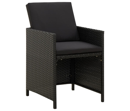 Set de comedor de jardín 9 pzas y cojines ratán sintético negro