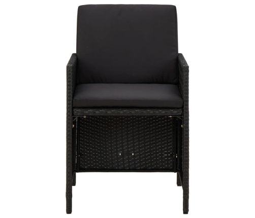 Set de comedor de jardín 9 pzas y cojines ratán sintético negro