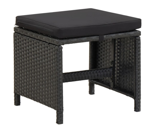 Set de comedor de jardín 9 pzas y cojines ratán sintético negro