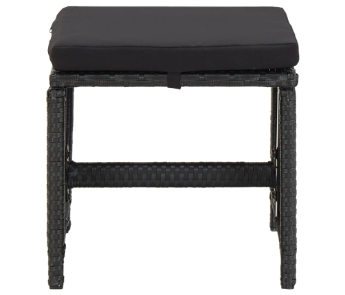 Set de comedor de jardín 9 pzas y cojines ratán sintético negro
