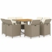 Set comedor de jardín 9 pzas con cojines ratán sintético beige