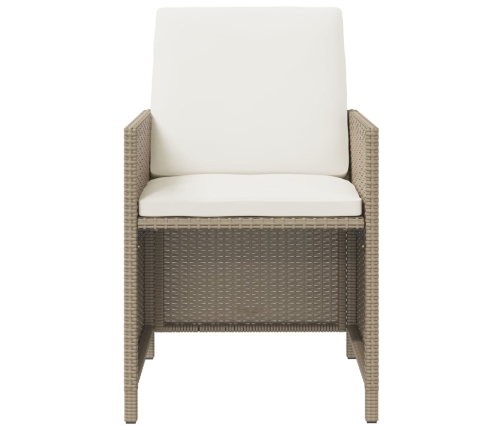 Set comedor de jardín 9 pzas con cojines ratán sintético beige