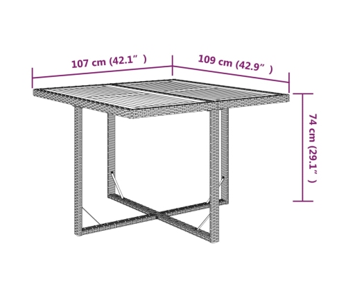 Set comedor de jardín 9 pzas con cojines ratán sintético beige