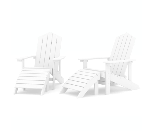 Sillas de jardín Adirondack 2 uds con reposapiés HDPE blanco