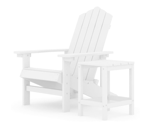 Silla de jardín Adirondack con mesa HDPE blanco