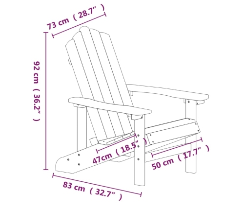 vidaXL Silla de jardín Adirondack con mesa HDPE marrón