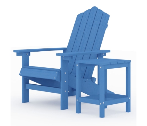 Silla de jardín Adirondack con mesa HDPE azul aguamarina