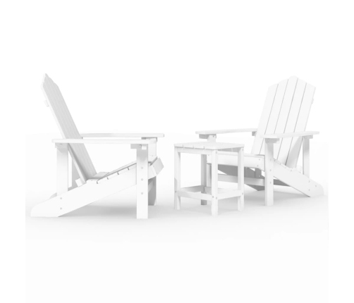 Sillas de jardín Adirondack con mesa HDPE blanco