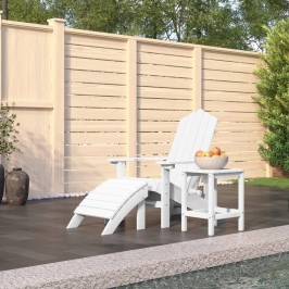 Silla de jardín Adirondack con reposapiés y mesa HDPE blanco