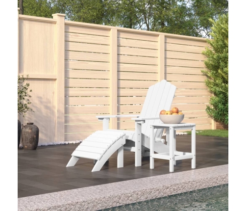 Silla de jardín Adirondack con reposapiés y mesa HDPE blanco