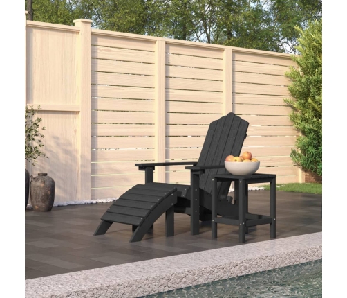 vidaXL Silla de jardín Adirondack reposapiés mesa HDPE gris antracita