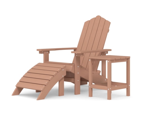 Silla de jardín Adirondack con reposapiés y mesa HDPE marrón