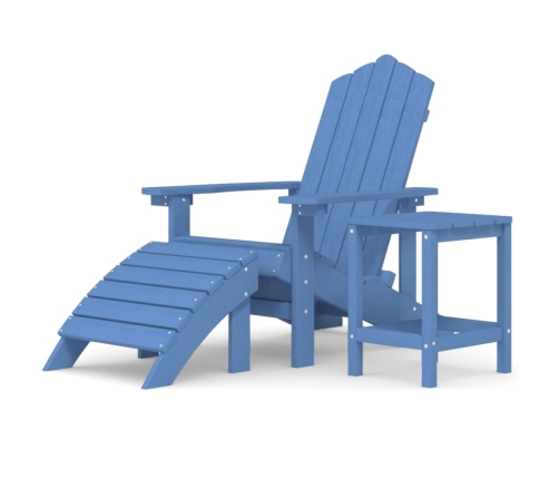 Silla jardín Adirondack con reposapiés y mesa HDPE aguamarina