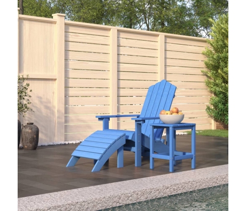 Silla jardín Adirondack con reposapiés y mesa HDPE aguamarina