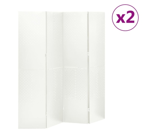 Biombos divisores de 4 paneles 2 uds blanco acero 160x180 cm