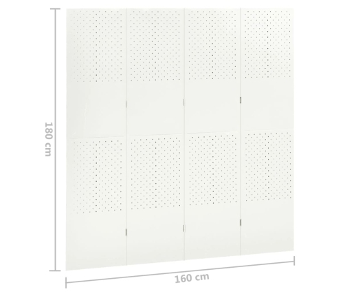 Biombos divisores de 4 paneles 2 uds blanco acero 160x180 cm