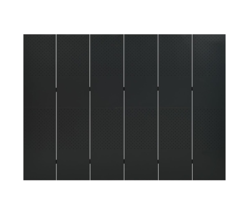 Biombos divisores de 6 paneles 2 uds negro acero 240x180 cm