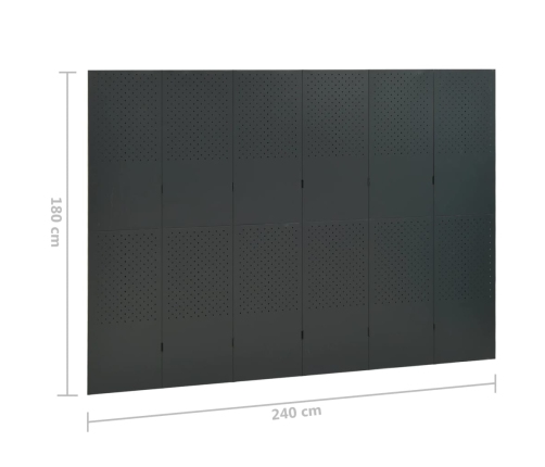 Biombos divisores de 6 paneles 2 uds acero antracita 240x180 cm