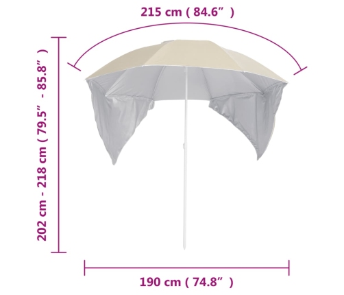 Sombrilla de playa con paredes laterales arena 215 cm