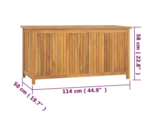 Baúl de jardín madera maciza de teca 114x50x58 cm